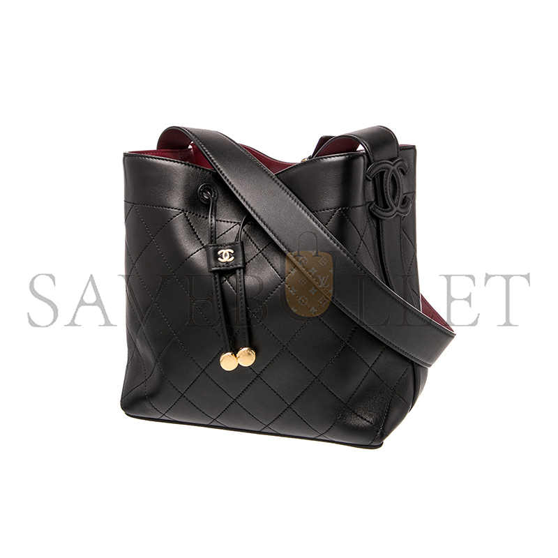CHANEL DRAWSTRING BUCKET BAG CALFSKIN GOLD HARDWARE AS6584 (23*22*12.5cm)